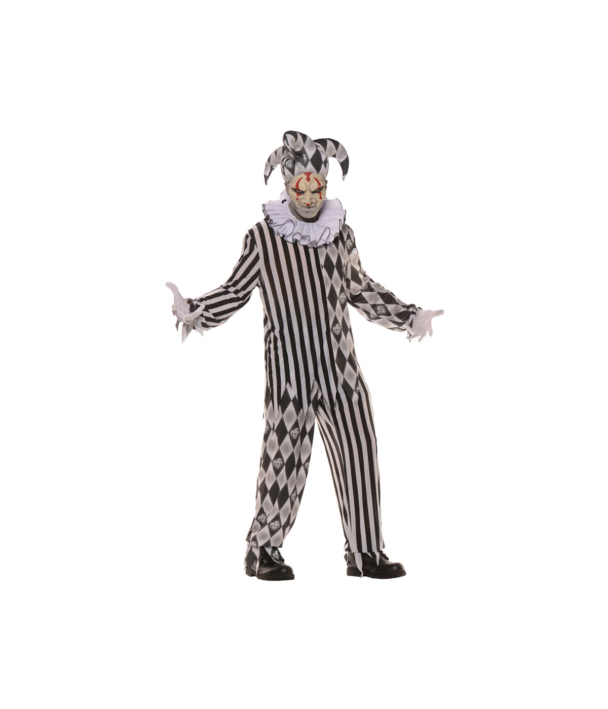 Scary Evil Harlequin Clown Teen Men Costume