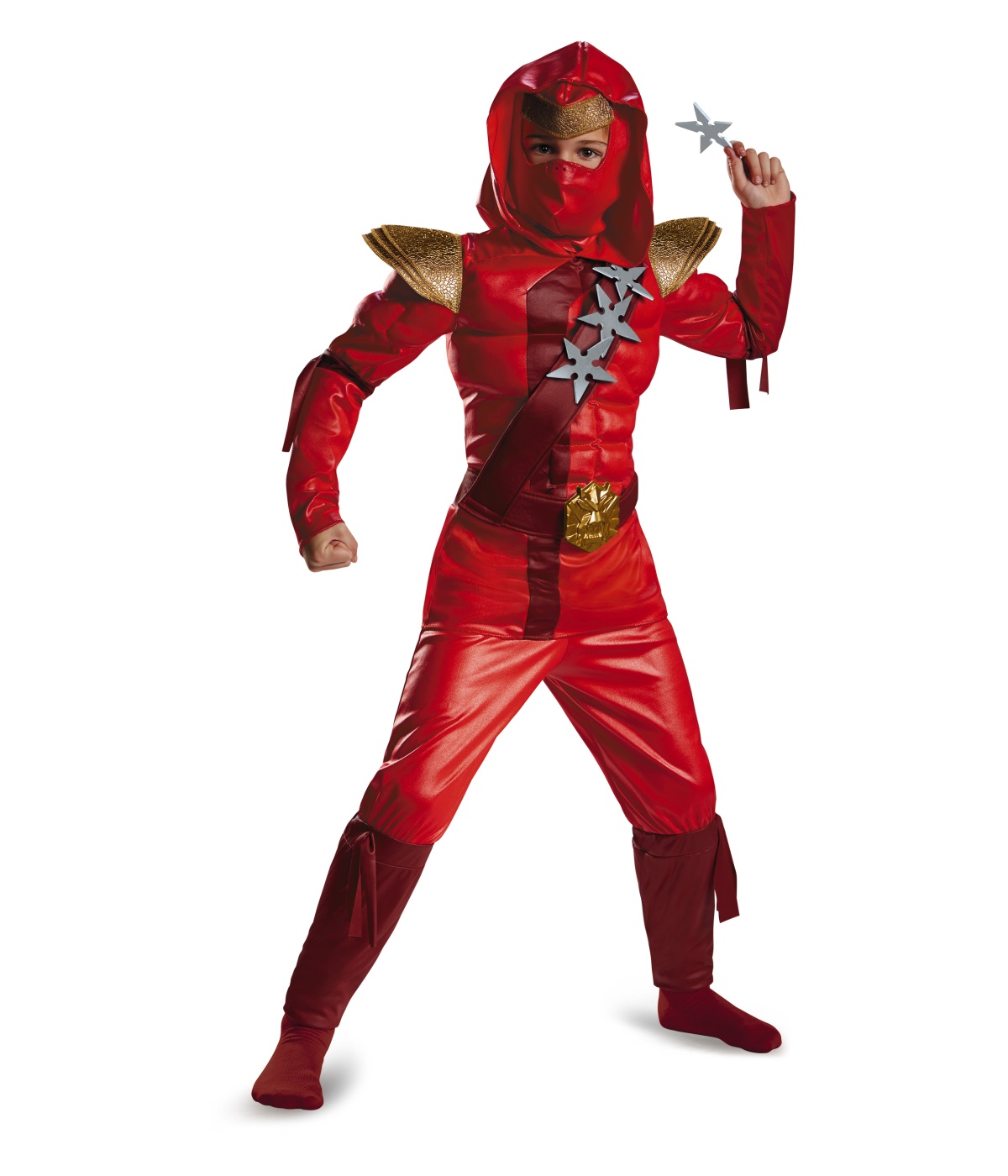 Red Fire Ninja Muscle Chest Boys Costume
