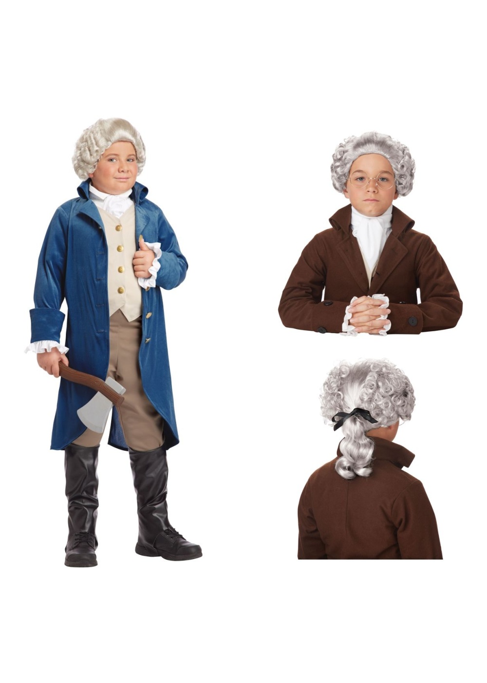 George Washington Boys Costume And Wig Set