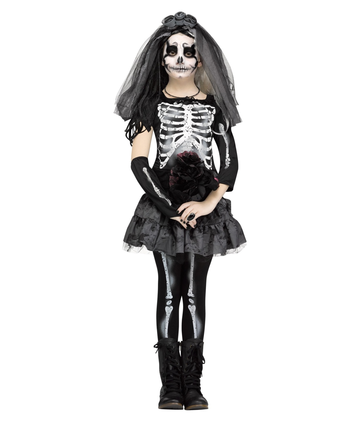 Skeleton Bride Big Girls Ghastly Halloween Costume