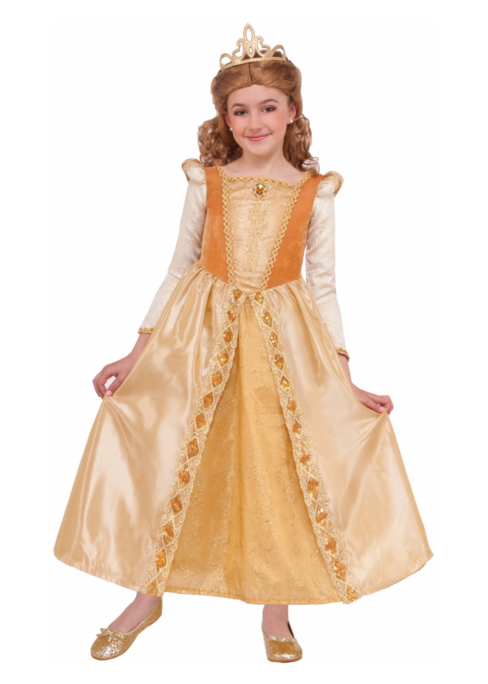 Girls Princess Gold Costume Dress