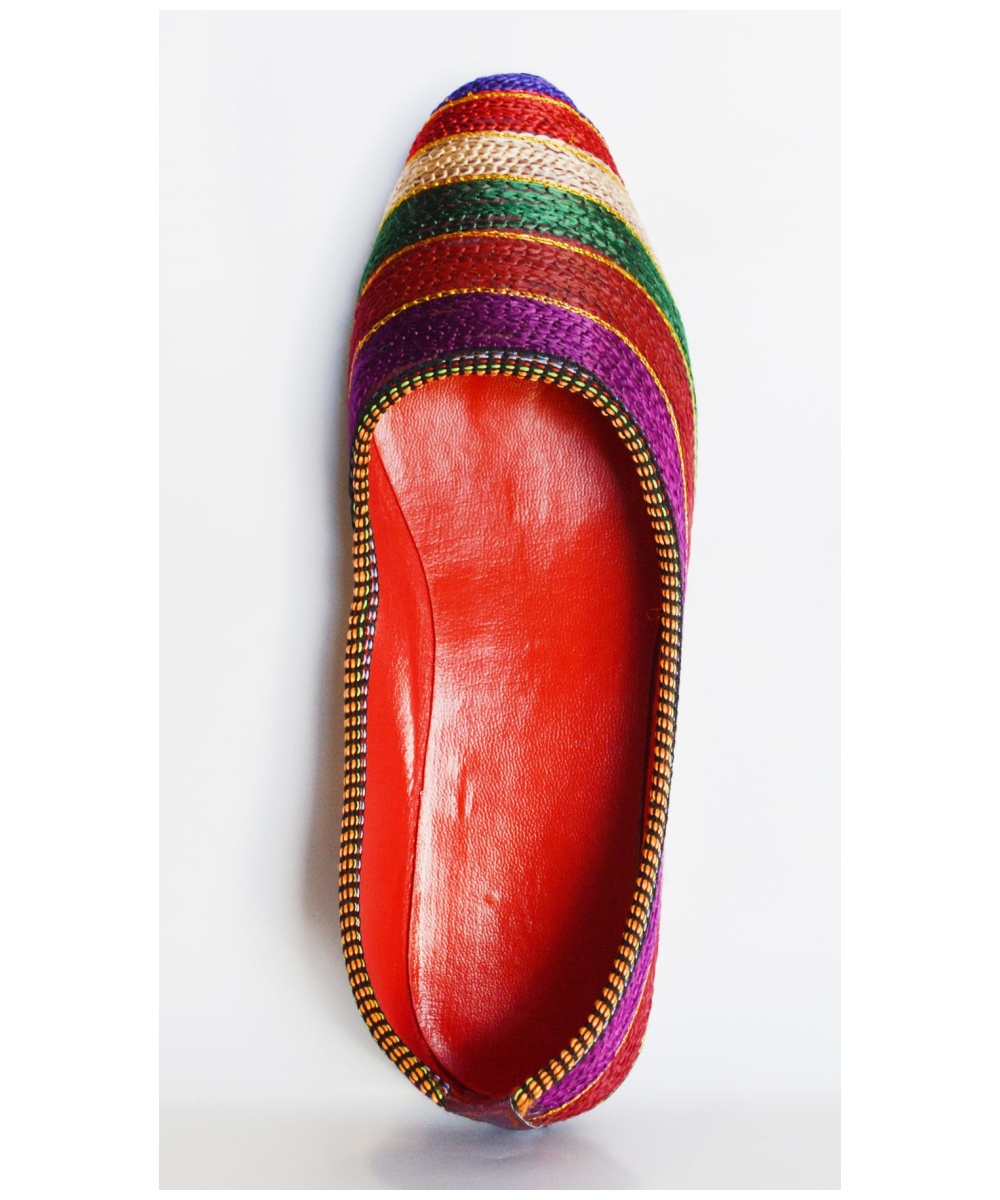 Multicolored Hand Stitched Flat Shoes Made In India