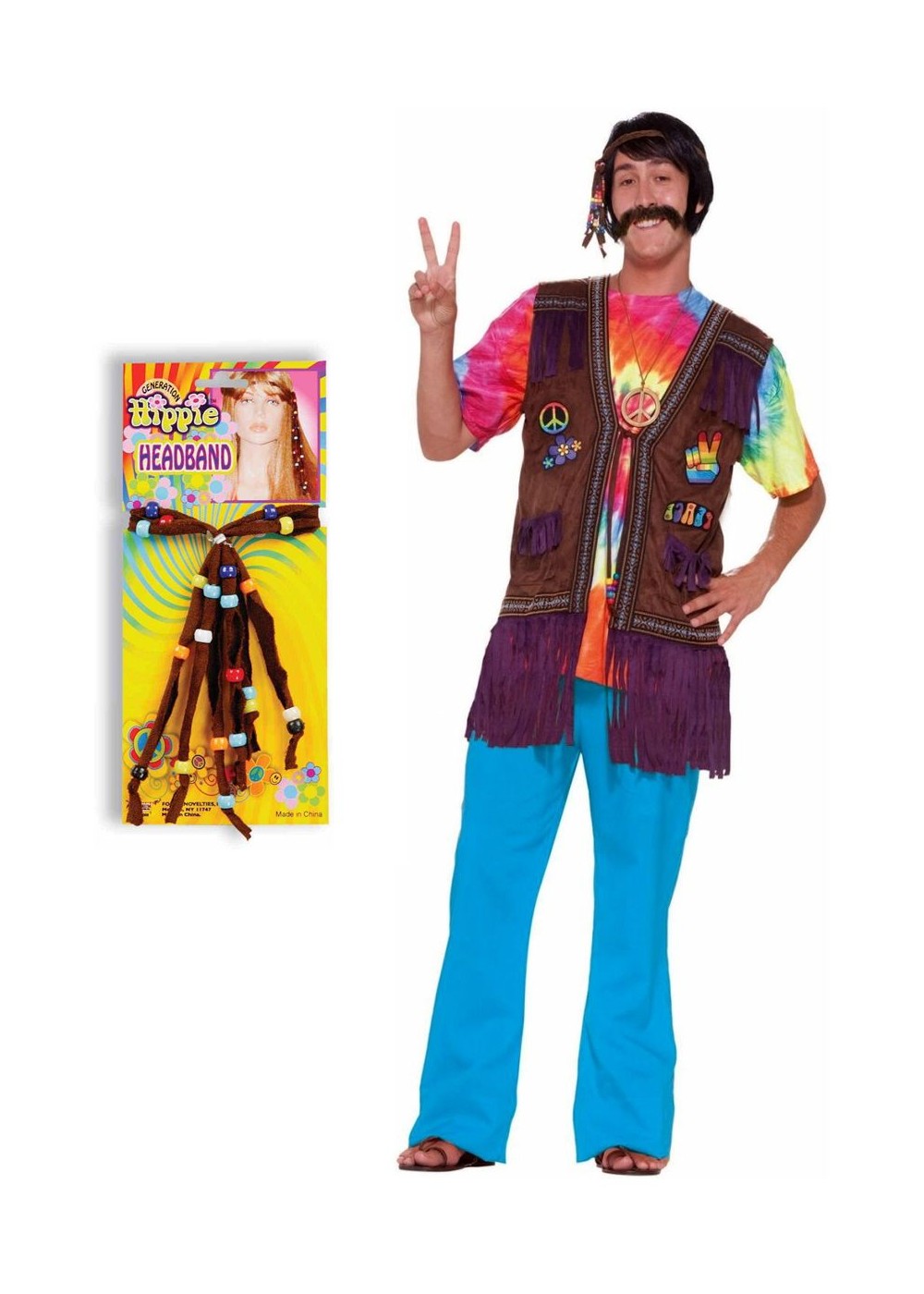 Happy Hippie Men Costume Kit