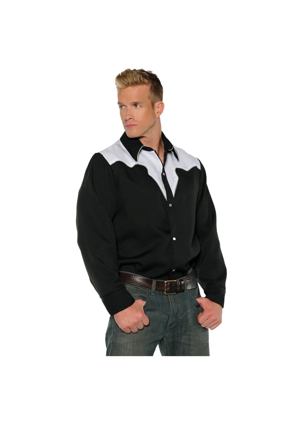 Mens Cowboy Shirt Black/white