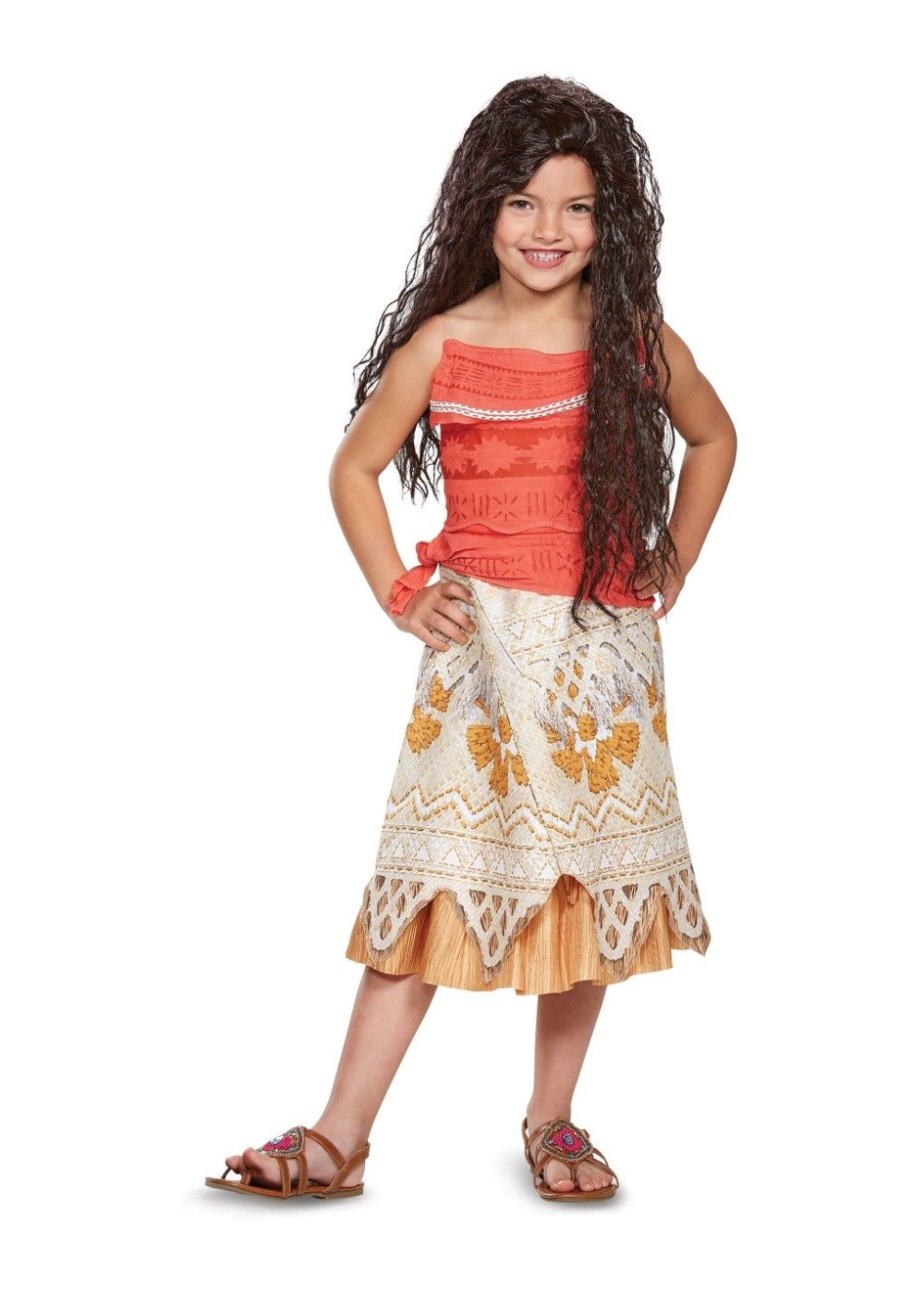 Girls Moana Costume And Wig Set