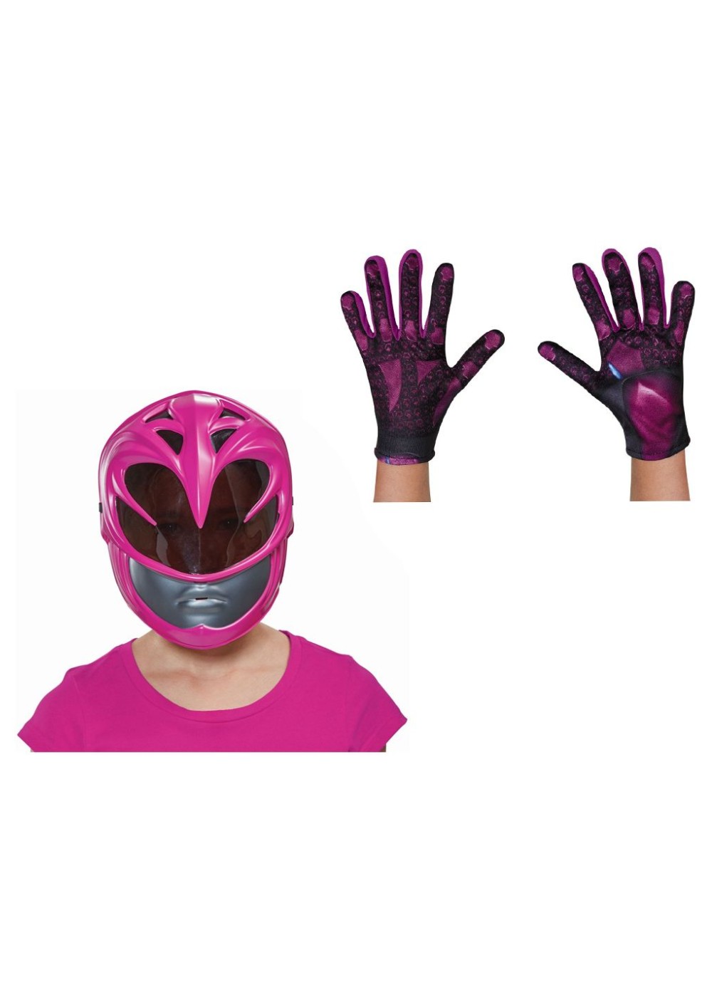 Girls Pink Power Ranger Movie Mask And Gloves Set