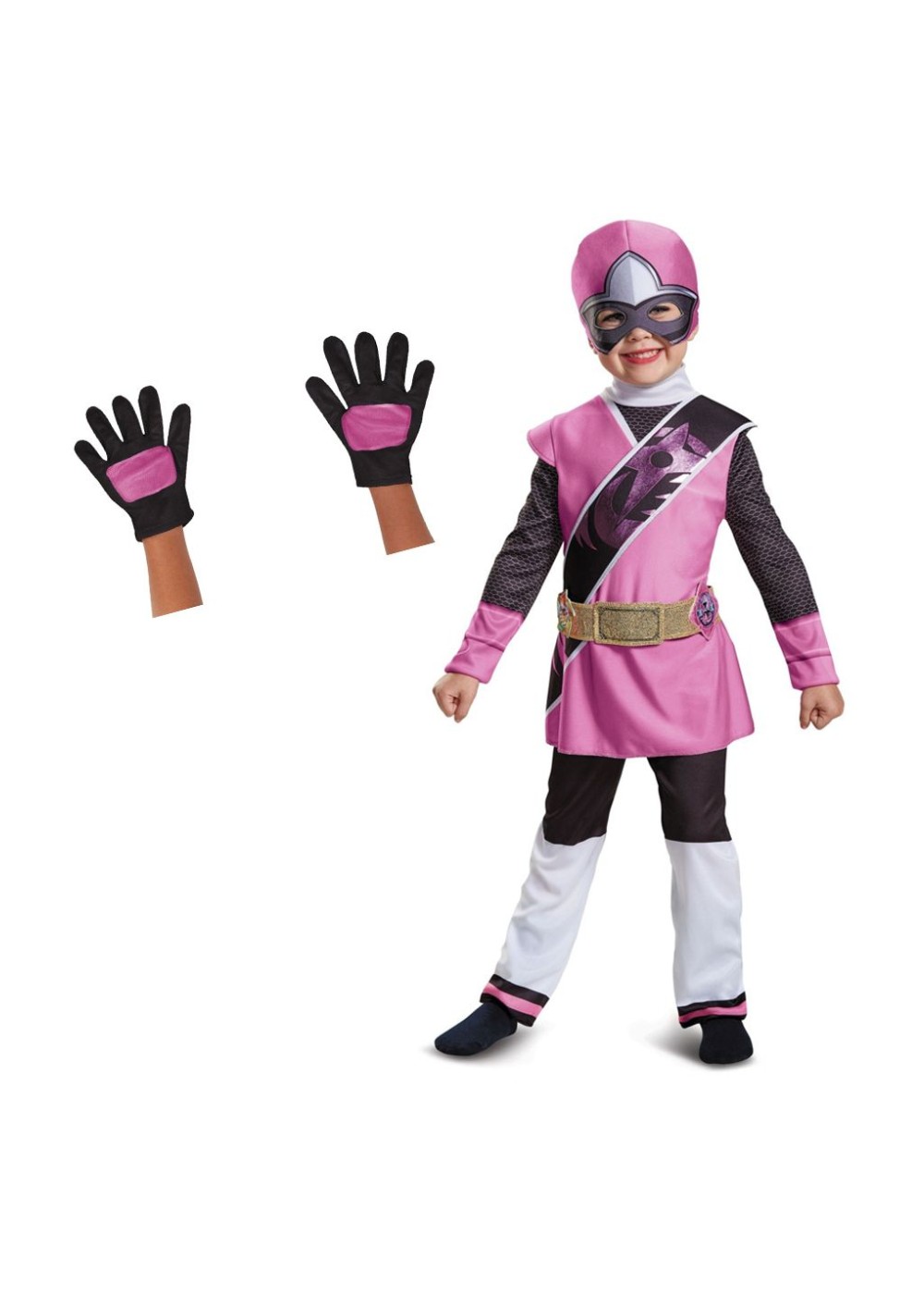 Pink Power Ranger Baby Girls Toddler Costume And Gloves