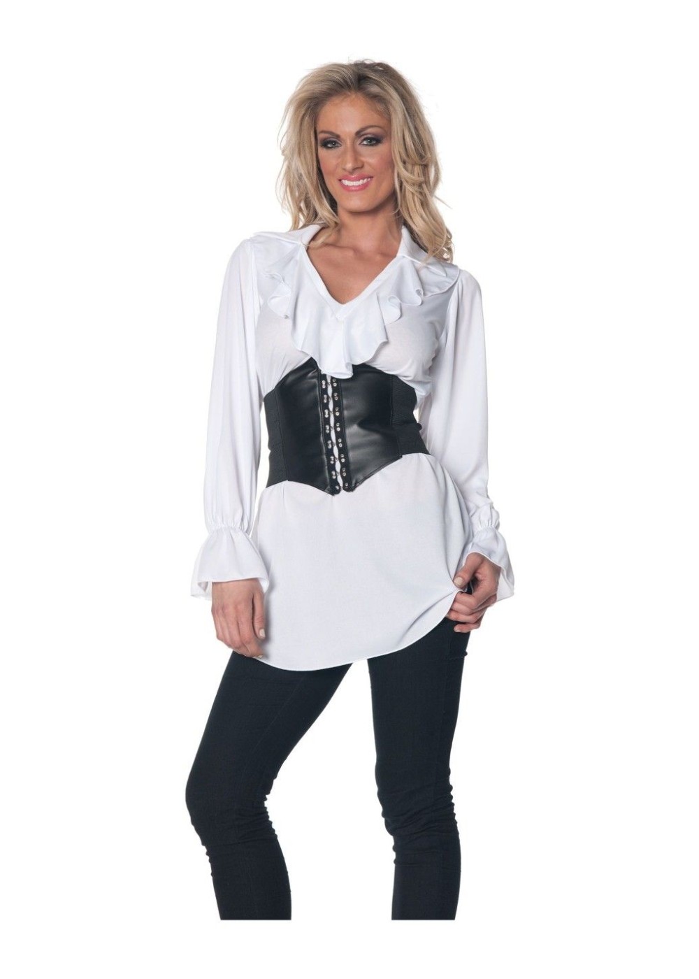 Pirate Women Blouse And Waist Cincher Costume Set