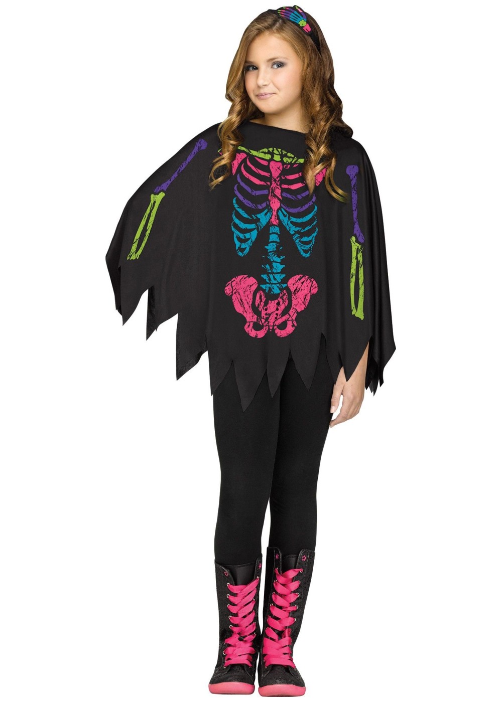 Skeleton Girls Poncho Costume