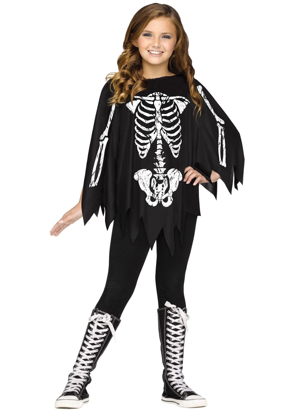 Skeleton Poncho Girls Costume