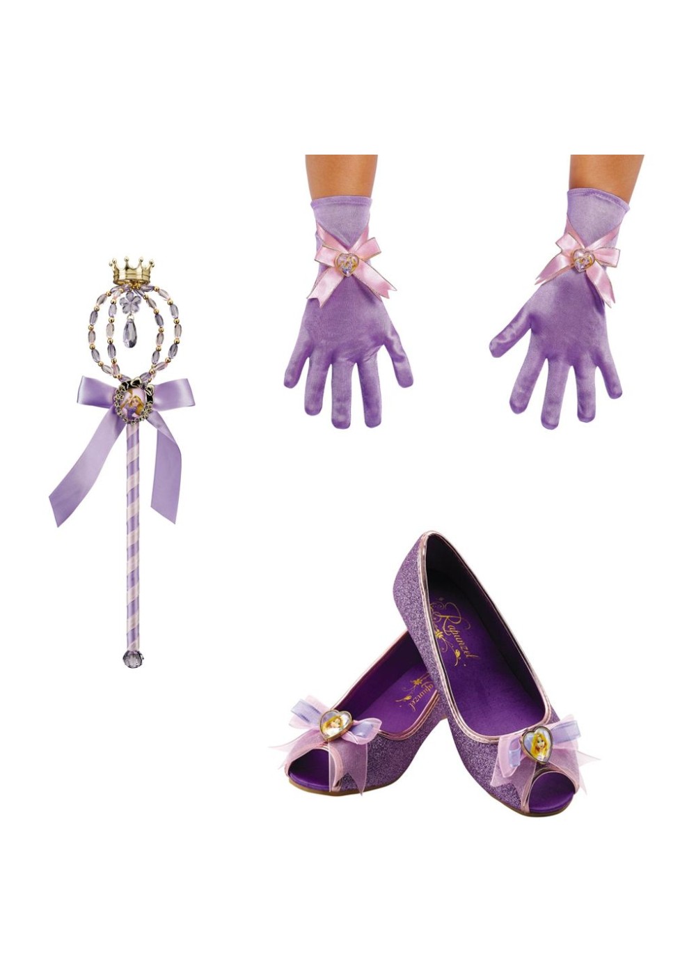 Girls Rapunzel Shoes Gloves And Wand Costume Accessory Set