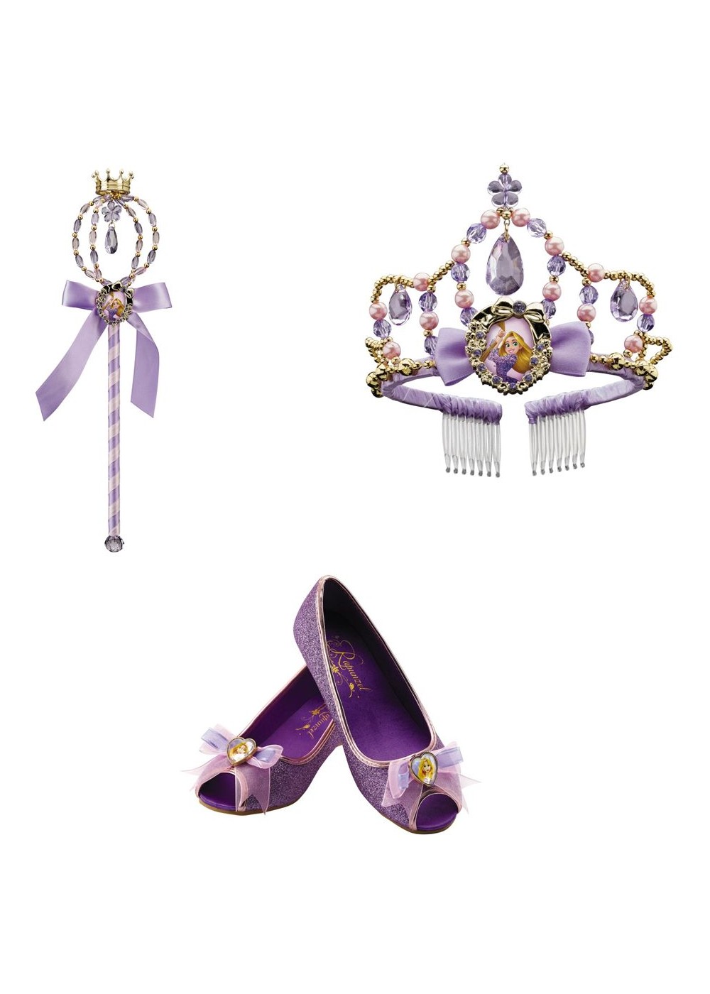Disney Princess Rapunzel Wand Tiara And Shoes Girls Accessory Set
