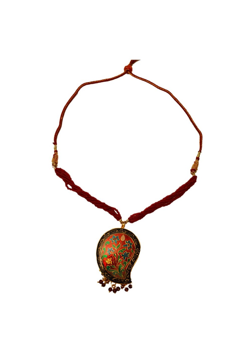 Green And Red Flower Indian Necklace
