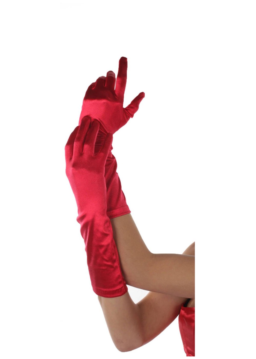 Red Elbow Length Women Costume Gloves