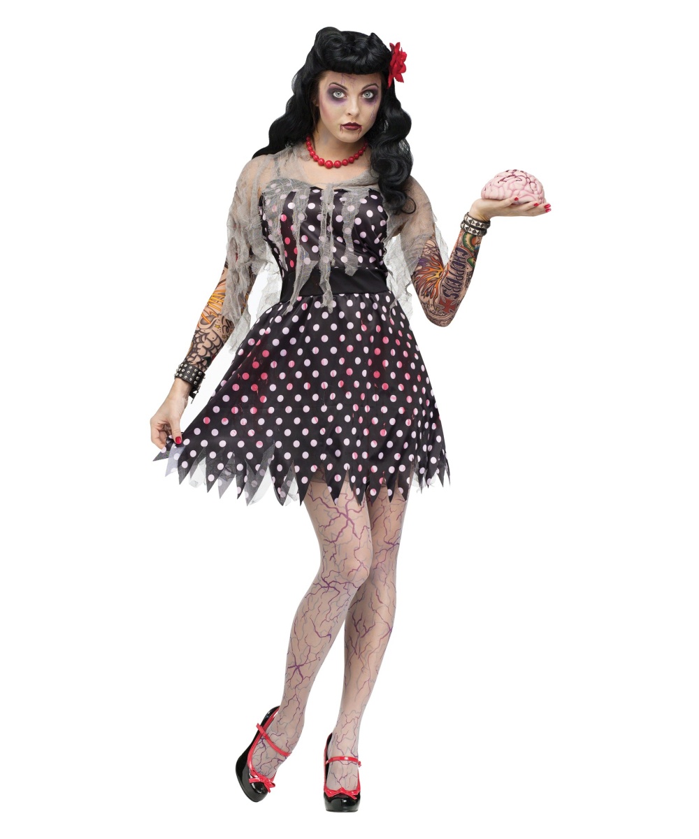 Rockabilly Zombie Womens Halloween Costume
