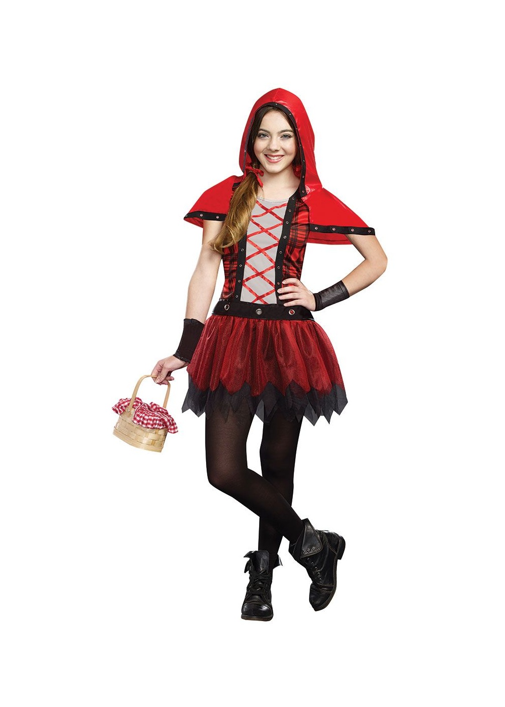 Rockin Red Riding Hood Goth Alternative Tween Girls Costume