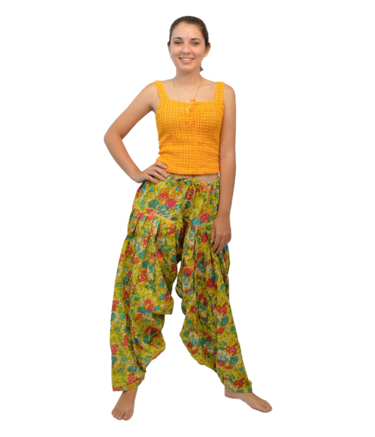 Short Patiala Salwar For Women In Green Cotton