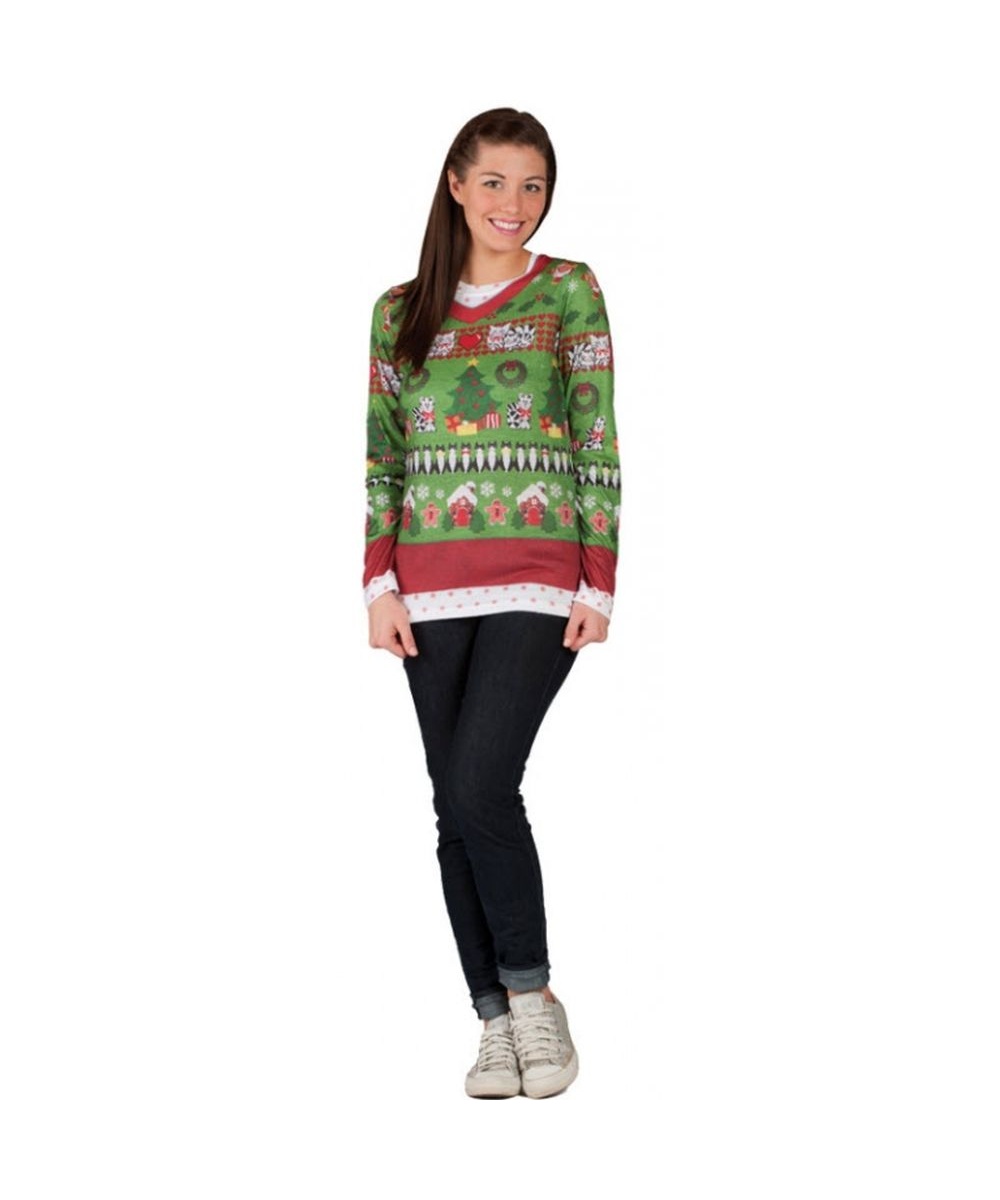 Ladies Ugly Christmas Vest Print Costume T?shirt