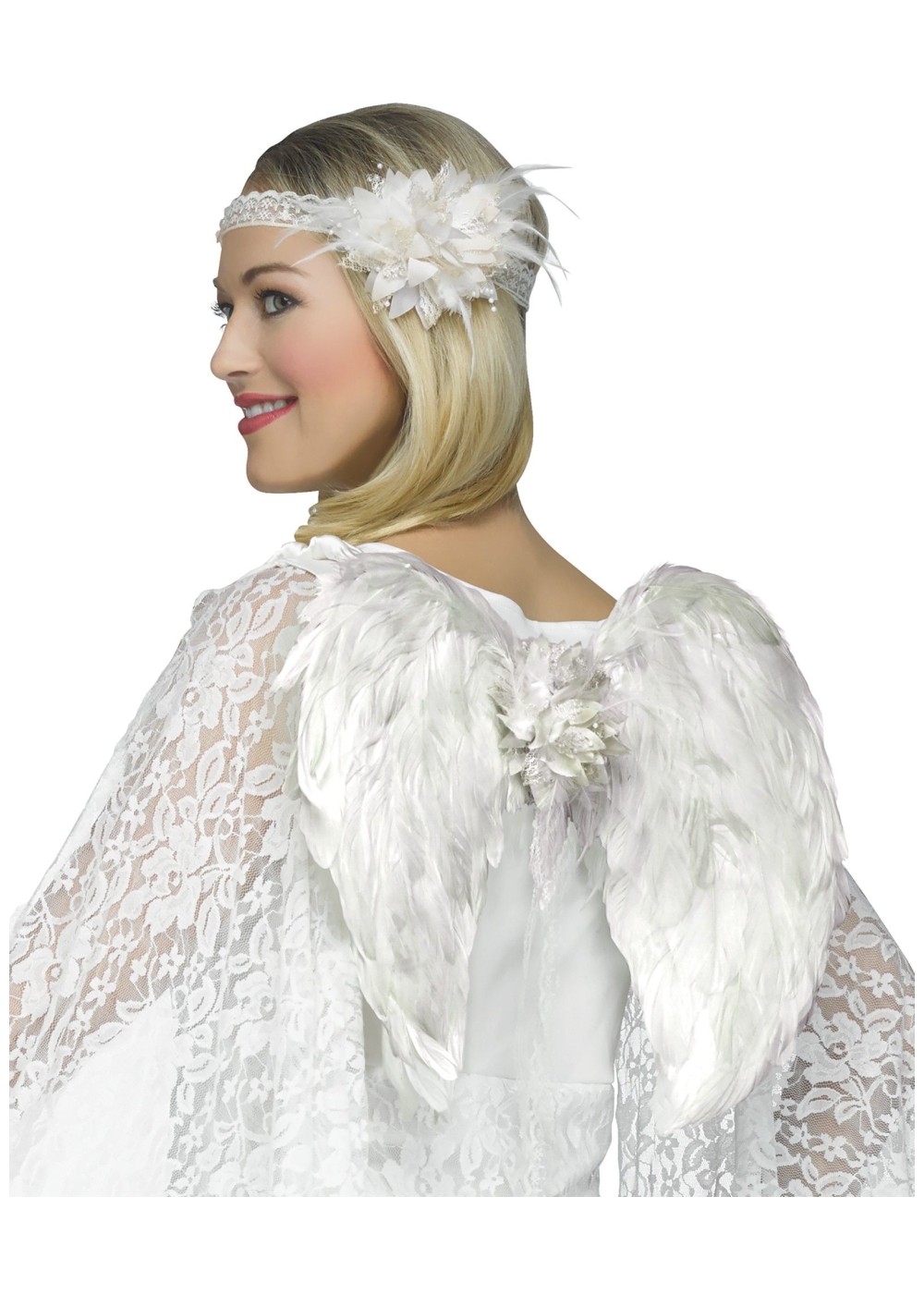 White Angel Women Headband And Wings Set