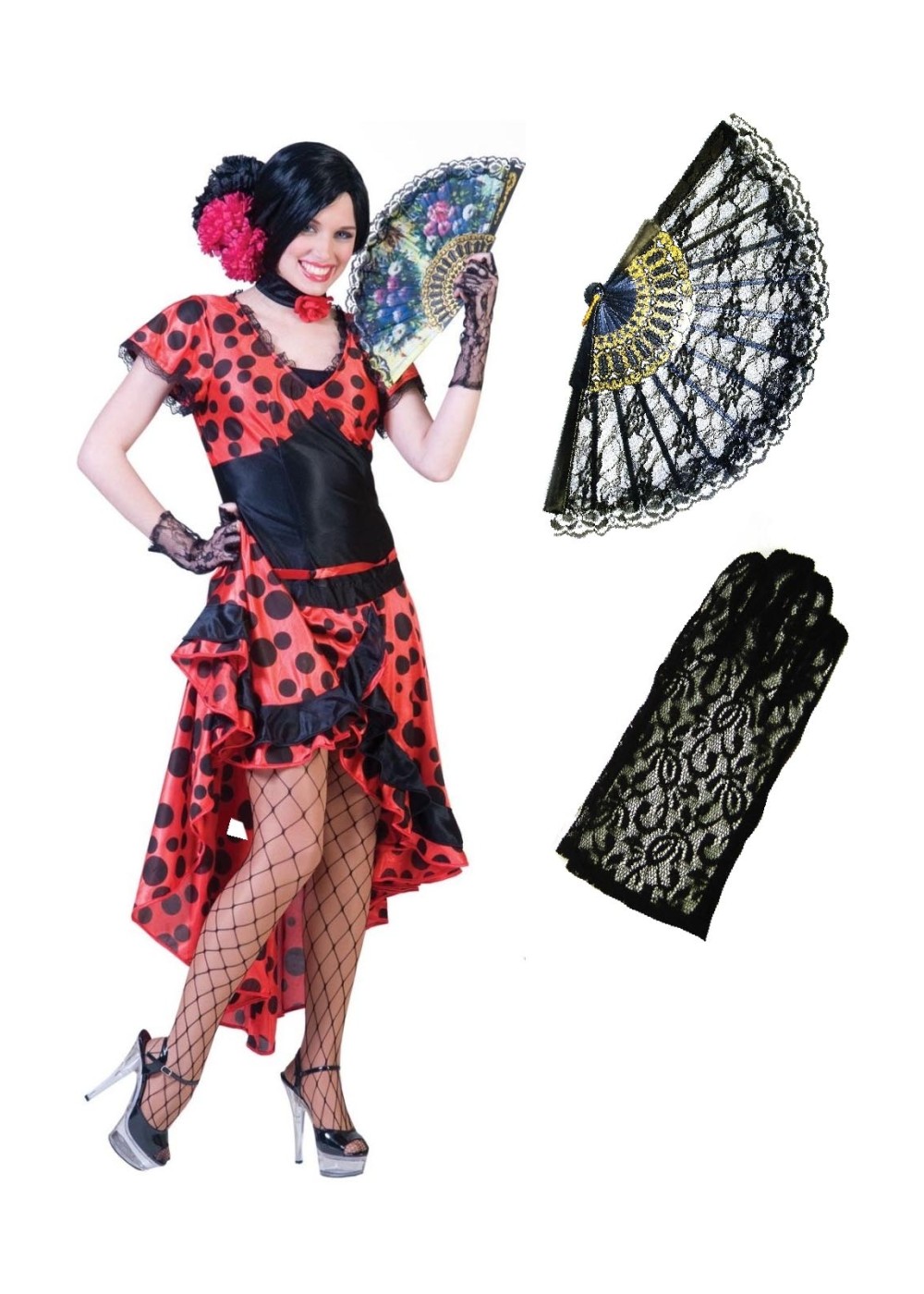 Womens Red Flamenco Dancer Costume