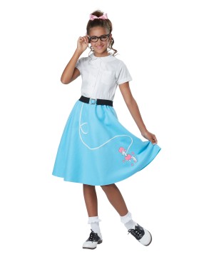 Girls 1950s Blue Poodle Skirt