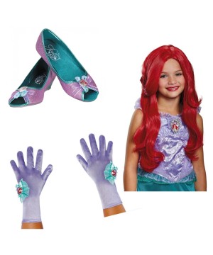 Girls Ariel Wig Gloves And Shoes Set