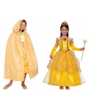 Girls Beauty And The Beast Belle Costume And Hooded Cape