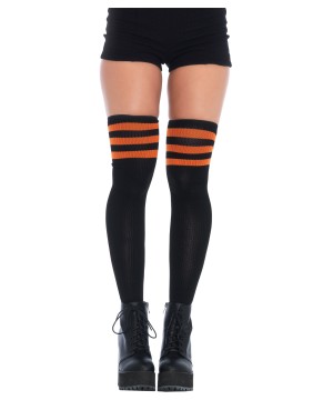 Black Red Striped Athletic Thigh Highs
