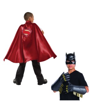 Boys Superman Cape And Batman Gauntlets Costume Kit