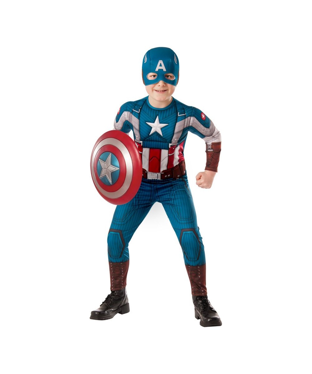 Captain America Boys Costume Patriotic Superhero Large Medium Small