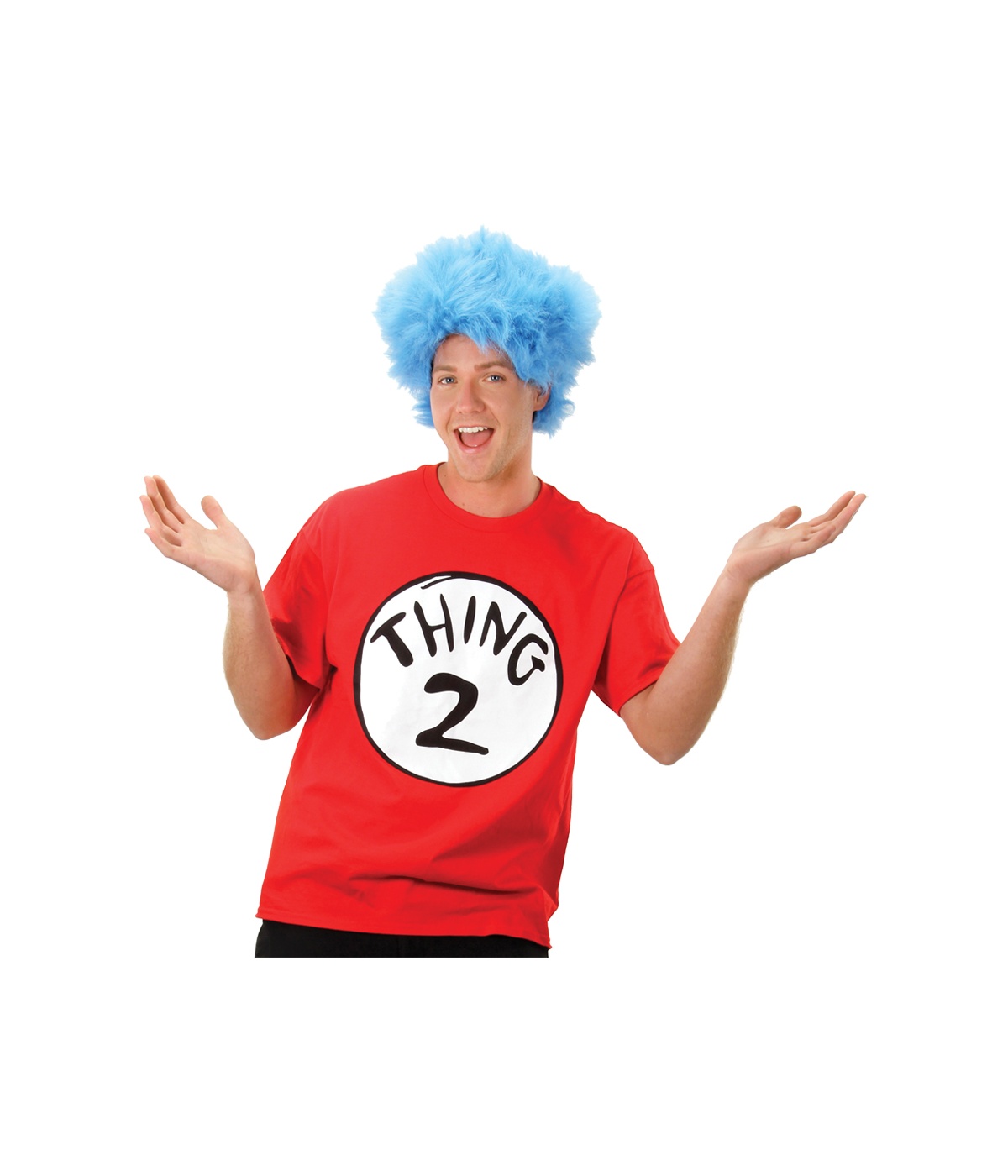 Thing 2 From Cat In The Hat Shirt And Wig Men Costume Kit