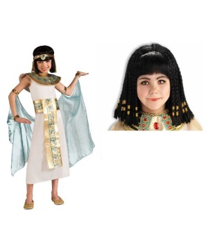 Girls Cleopatra Costume And Wig Set
