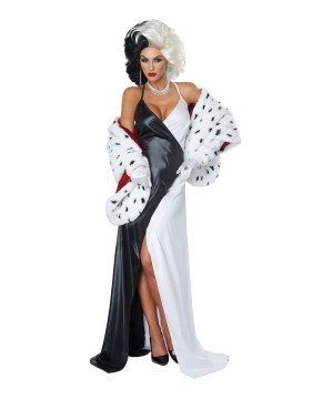 Cruel Dalmatian Diva Women Costume And Wig