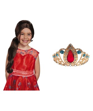 Disney Elena Of Avalor Princess Wig And Tiara Costume Kit