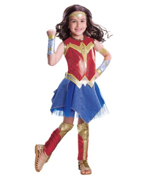 Girls Wonder Woman Costume And Wig Set