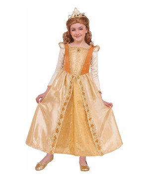 Girls Princess Gold Costume Dress