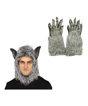 Wolf Beast Mask And Gloves Costume Set