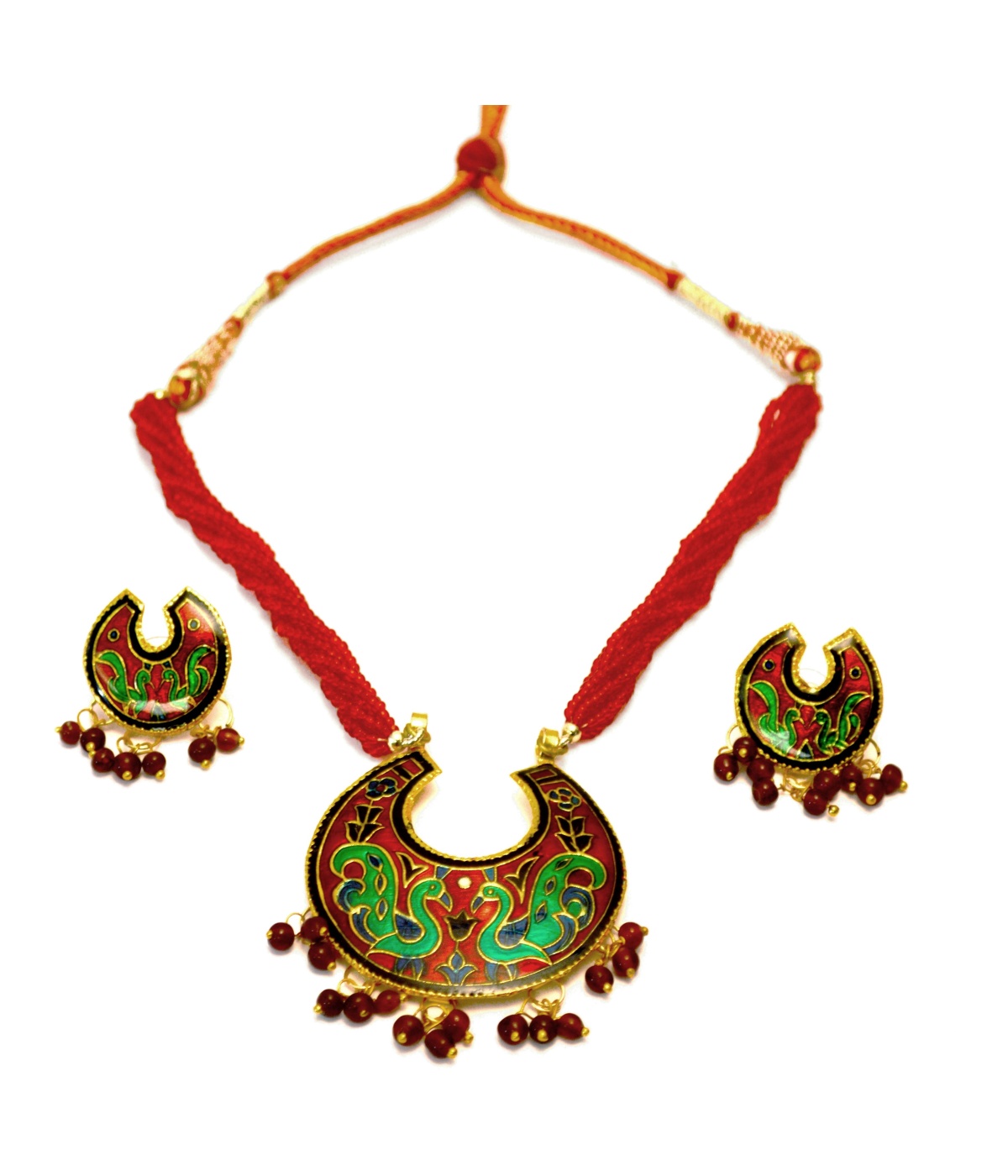 Half Moon With Peacocks Indian Jewelry Set Christmas Gift For Women