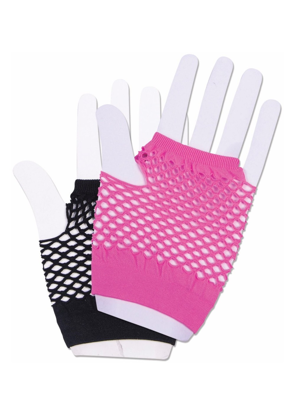 Harlequin Short Fishnet Pink And Black Glove Set