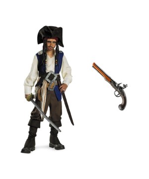 Jack Sparrow Boys Pirate Costume And Pistol Toy Set