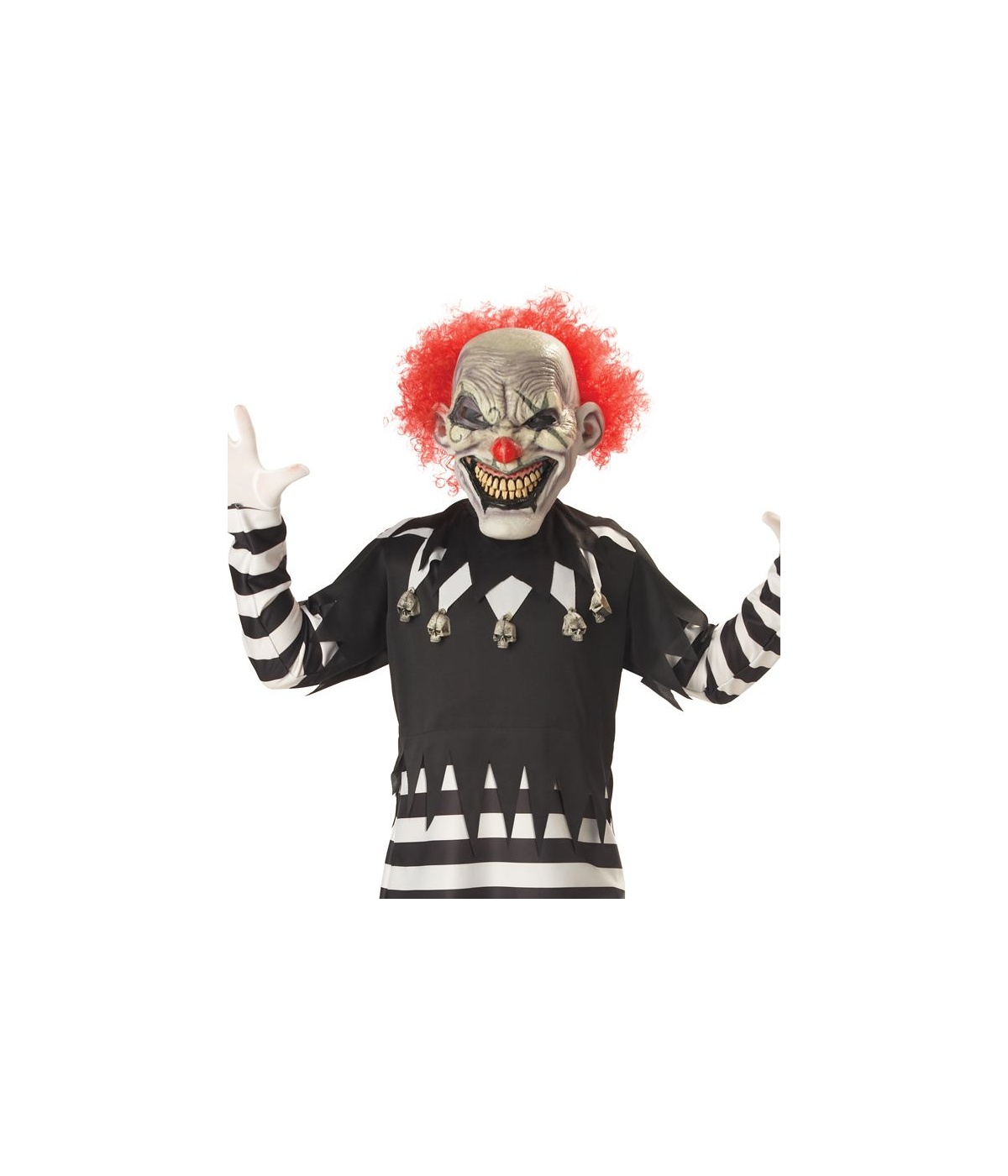 Creepy Psycho Clown Boys Costume With Glow In The Dark Mask