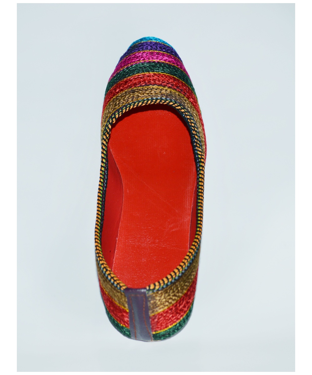 Multicolored Indian Flat Shoes Embroidered By Hand