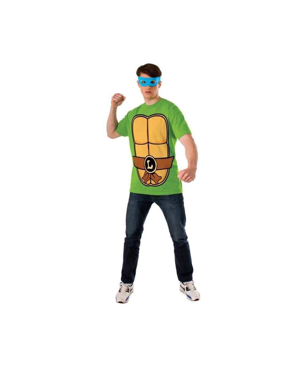 Tmnt Ninja Turtles Leonardo Adutl Mens Csotume T?shirt Kit