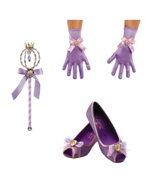 Girls Rapunzel Shoes Gloves And Wand Costume Accessory Set
