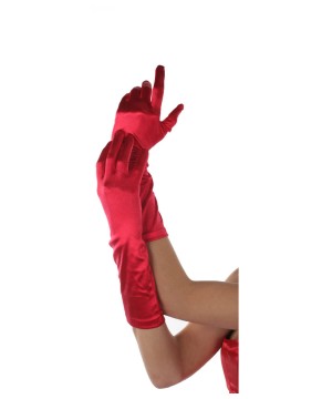 Red Elbow Length Women Costume Gloves