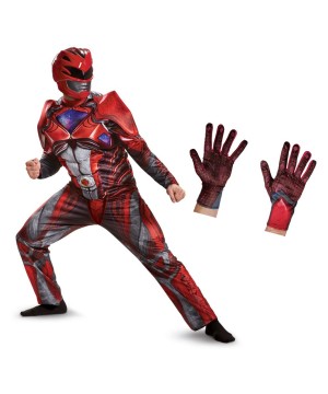Red Power Ranger Movie Men Costume And Gloves