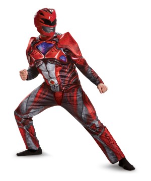 Red Power Ranger Movie Men Muscle Costume