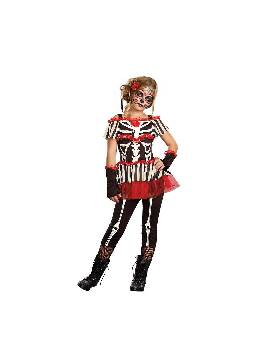 Senorita Bone?ita Girls Skeleton Print Day Of The Dead Costume