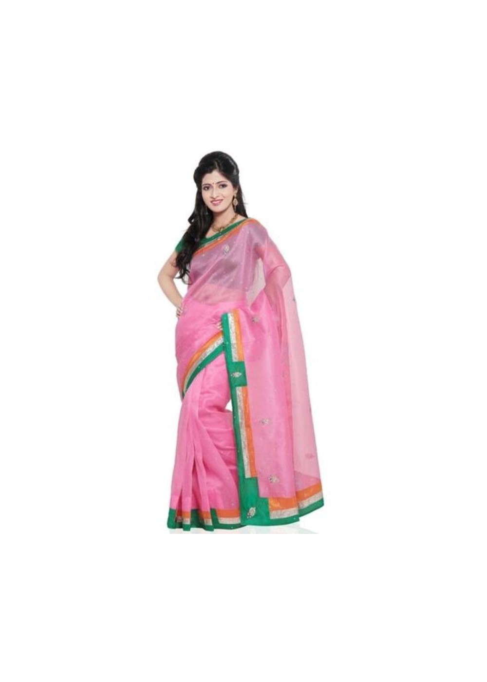 Super Net Pink Pure Cotton Saree With Blouse Fabric