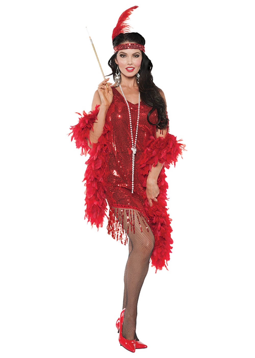 Red Flapper Swinging Woman Costume